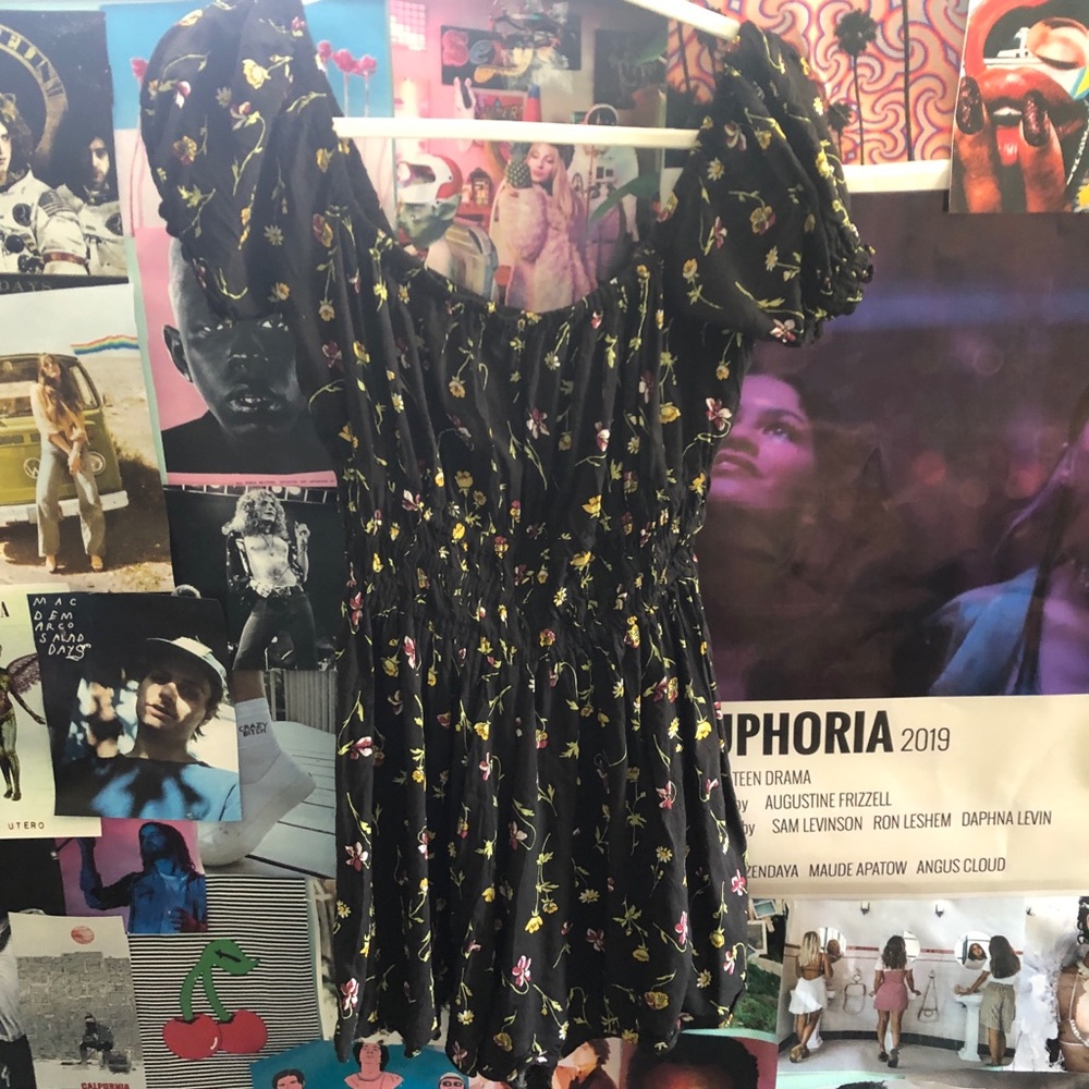 Urban Outfitters off the shoulder floral romper